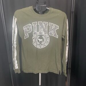 Victorias Secret PINK XS Bling Dog Long Sleeve Campus Tee Shirt Sequin 2018 RARE